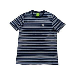 HUF Crown Stripe Tee Shirt Navy Blue Short Sleeve Crewneck Mens Small Top Cotton